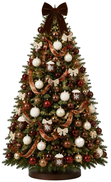 Sapin de Noël décoré style Chocolat Gourmand