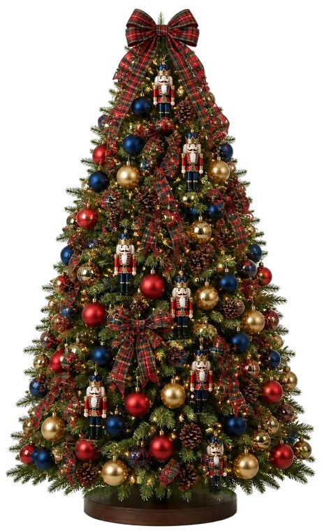 Sapin de Noël décoré style Tartan Chic