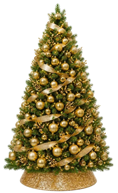 Sapin de Noël décoré style Or & Champagne