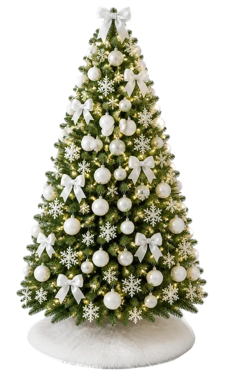 Sapin de Noël décoré style Blanc Neige
